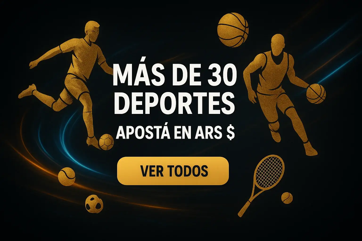 Banner de apuestas deportivas con más de 30 deportes y botón ver todos